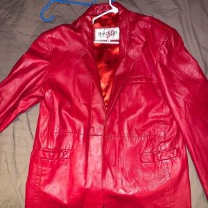 Vintage 100% real red leather blazer